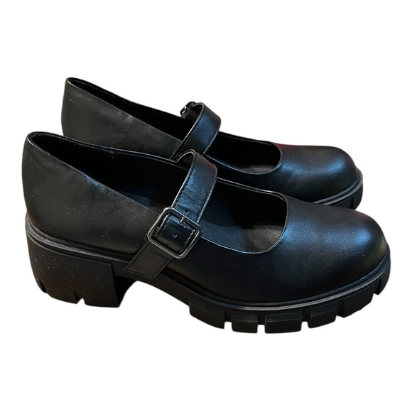 Madden NYC Black Chunky Mary Jane Shoes Size 8.5 - Picture 4 of 8